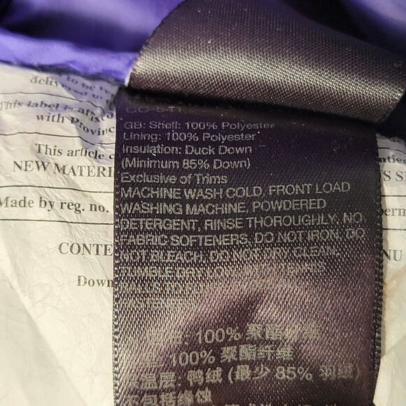 Marmot Black Purple Lined Puffer 100% Duck Down Insulated Jacket M - FLAWED - Picture 5 of 7